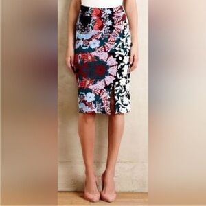 Anthropologie Maeve Tearoom Pencil Mixed Floral Skirt